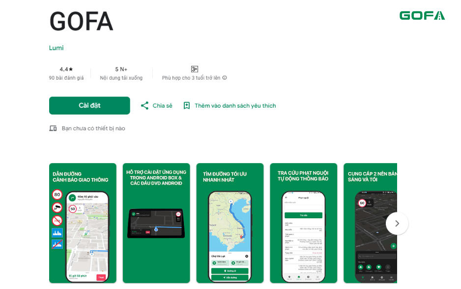 Cài đặt Gofa từ cửa hàng ứng dụng Google Play