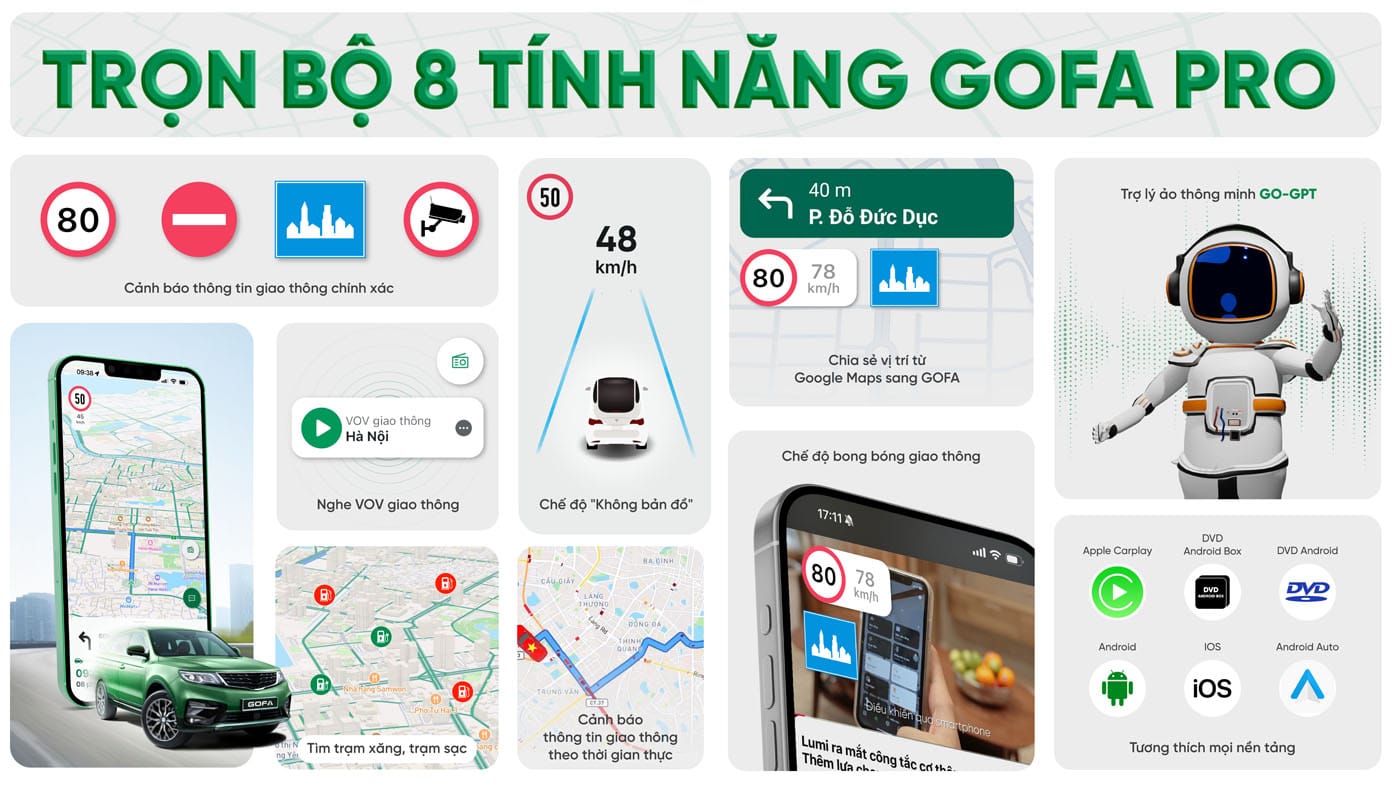Sở hữu 8 tính năng tiện ích, GOFA Pro đồng hành cùng bạn trên mọi chuyến đi an toàn